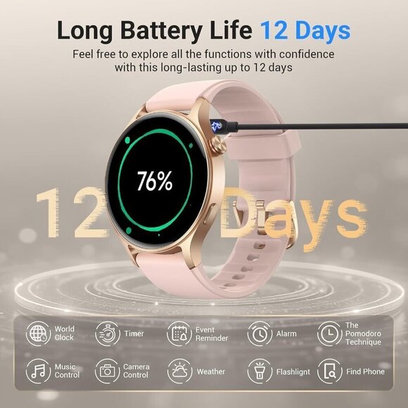 ✨ Fitpolo Smart Watch Women Pink Touchscreen Fitness Tracker Compatible Watches - Picture 7 of 8